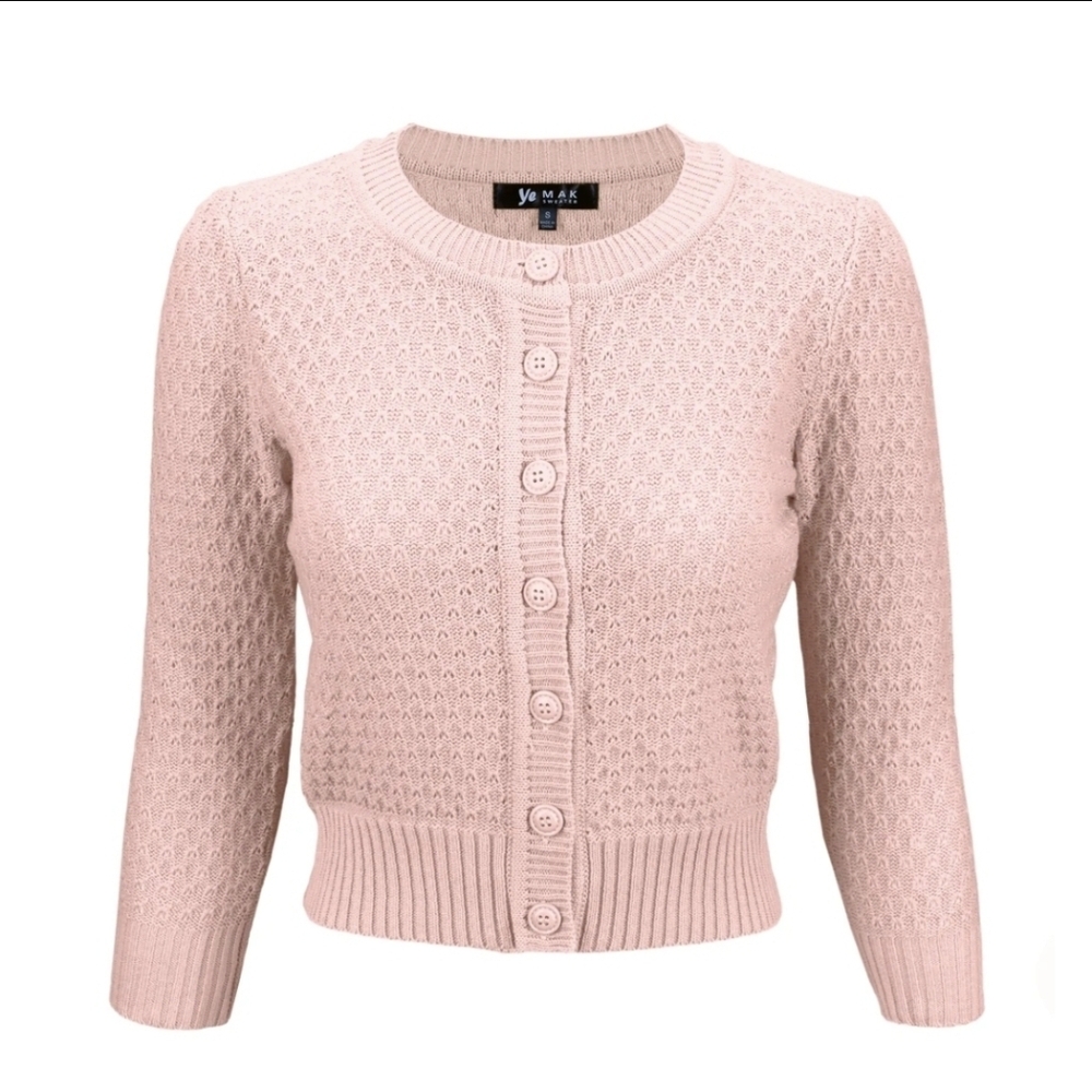 YEMAK Women's Patterned Cropped Daily Sweater Cardigan. Size XL